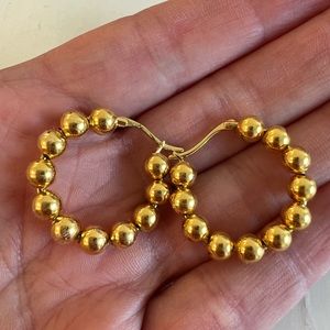 Gold ball hoop earrings